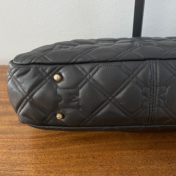 METROCITY Black Quilted Leather Shoulder Bag W/Gold-Tone Chain Strap & Hardware - Picture 12 of 14